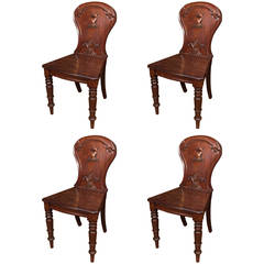 Set of Four Mahogany Hall Chairs