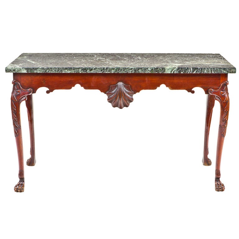 A Fine 18th Century Irish Mahogany Console Table With Connemara Marble Top.