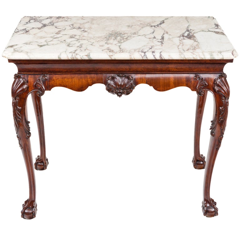 18th Century Irish Console Table with Original Shaped Marble Top For