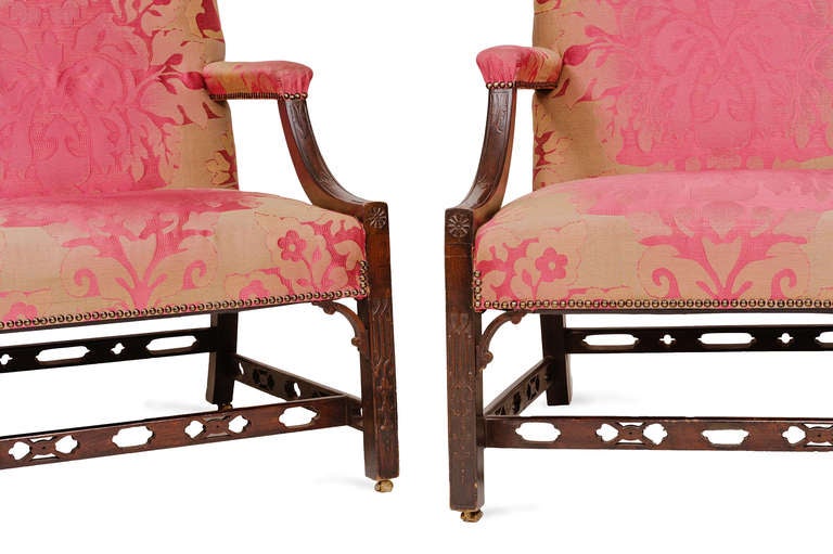 Irish Pair of 18th Century Upholstered Gainsborough Armchairs