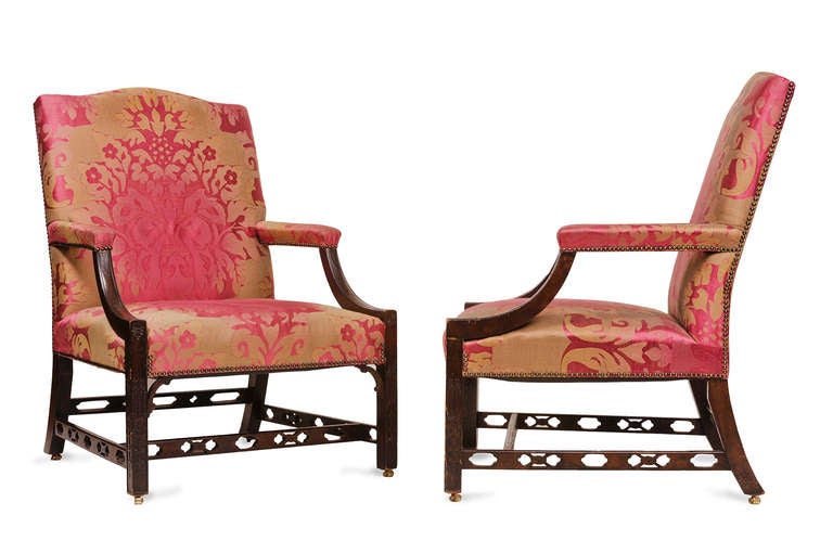 Pair of 18th Century Upholstered Gainsborough Armchairs In Excellent Condition In New York, NY