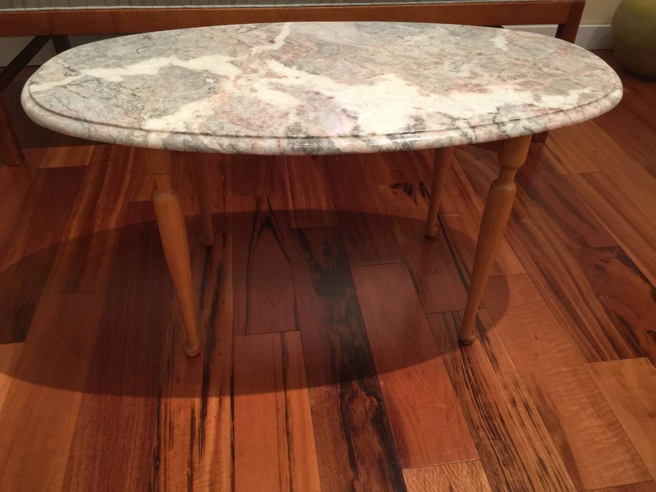 Beautiful occasional table by Josef Frank. Marble top with beveled edge.

Josef Frank (1889-1961).
Occasional table.
Svenskt Tenn.
Sweden, circa 1940.
Beech, marble.
Measures: 34.5” W x 17.5” D x 17.5” H.
