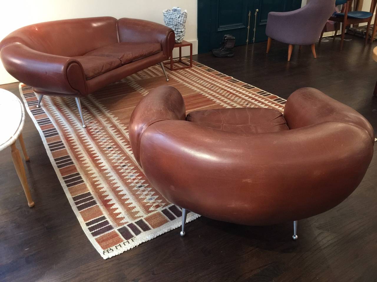 Danish Leather Sofa and Char in Original Leather, Illums Wikkelsø, 1963 In Good Condition In New York, NY