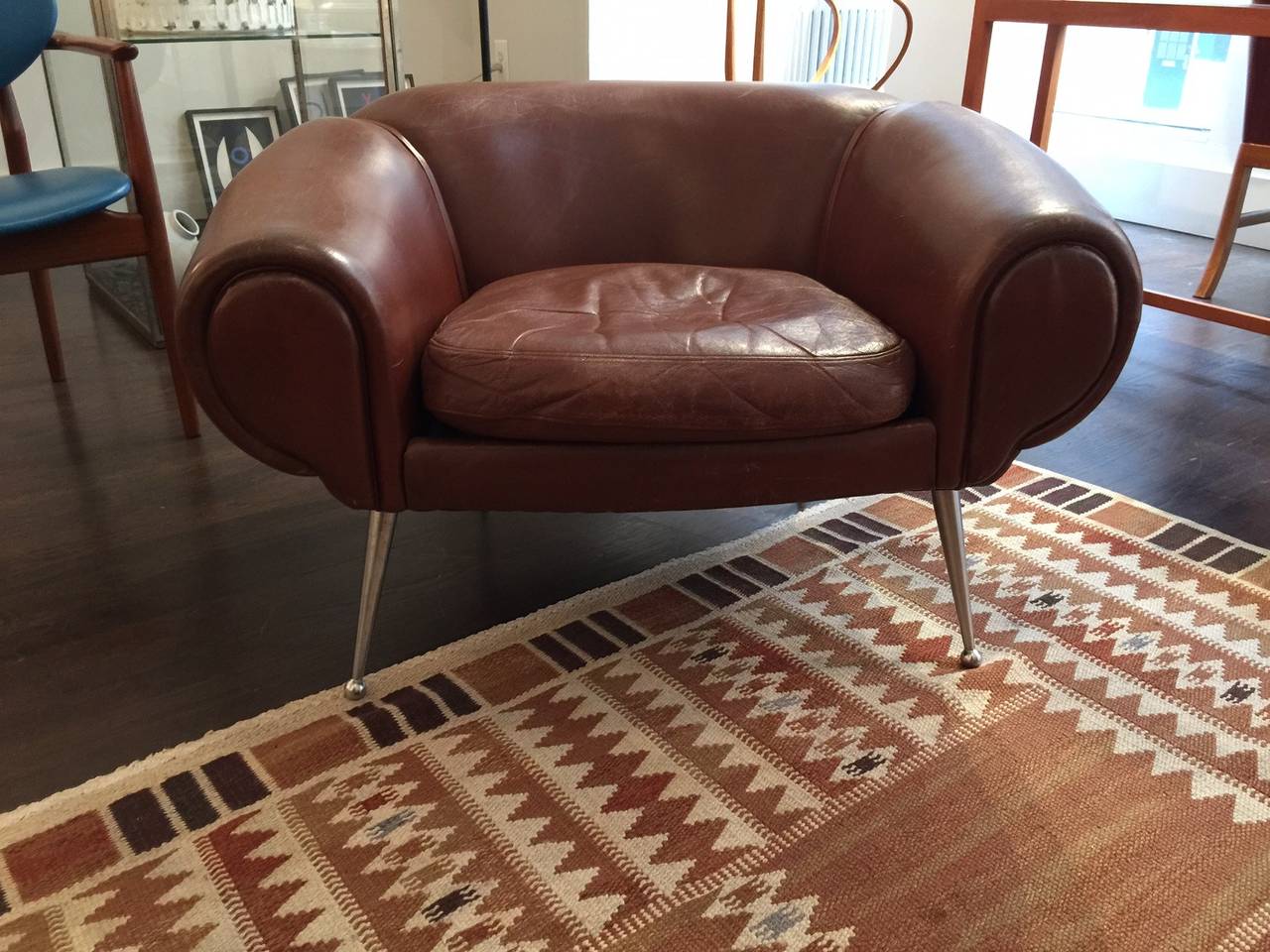 Scandinavian Modern Danish Leather Sofa and Char in Original Leather, Illums Wikkelsø, 1963