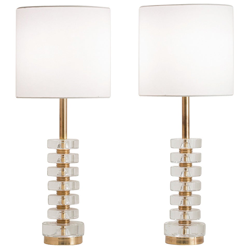 Pair of Table Lamps by Carl Fagerlund for Orrefors
