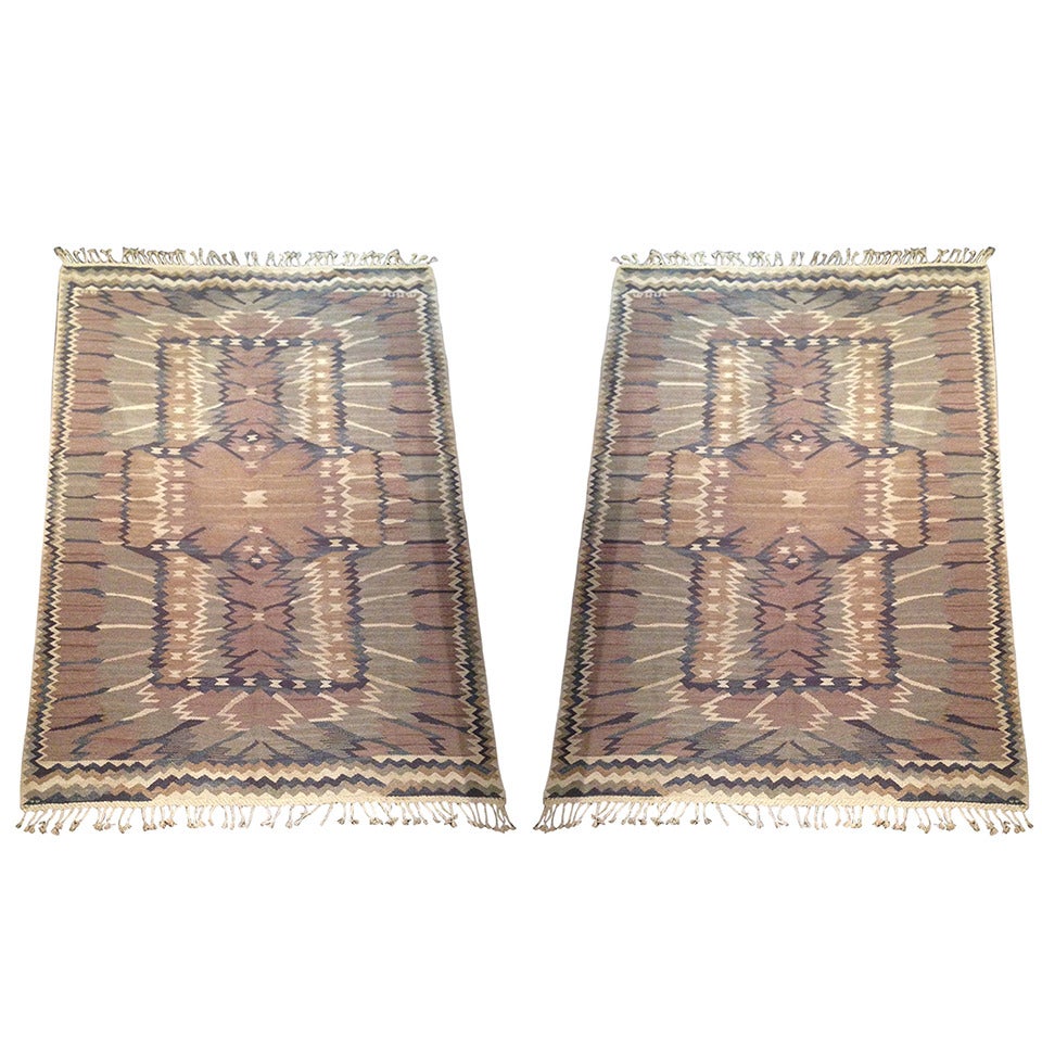 Pair of Flat-Weave Carpets by Barbro Nilsson for MNF, Sweden