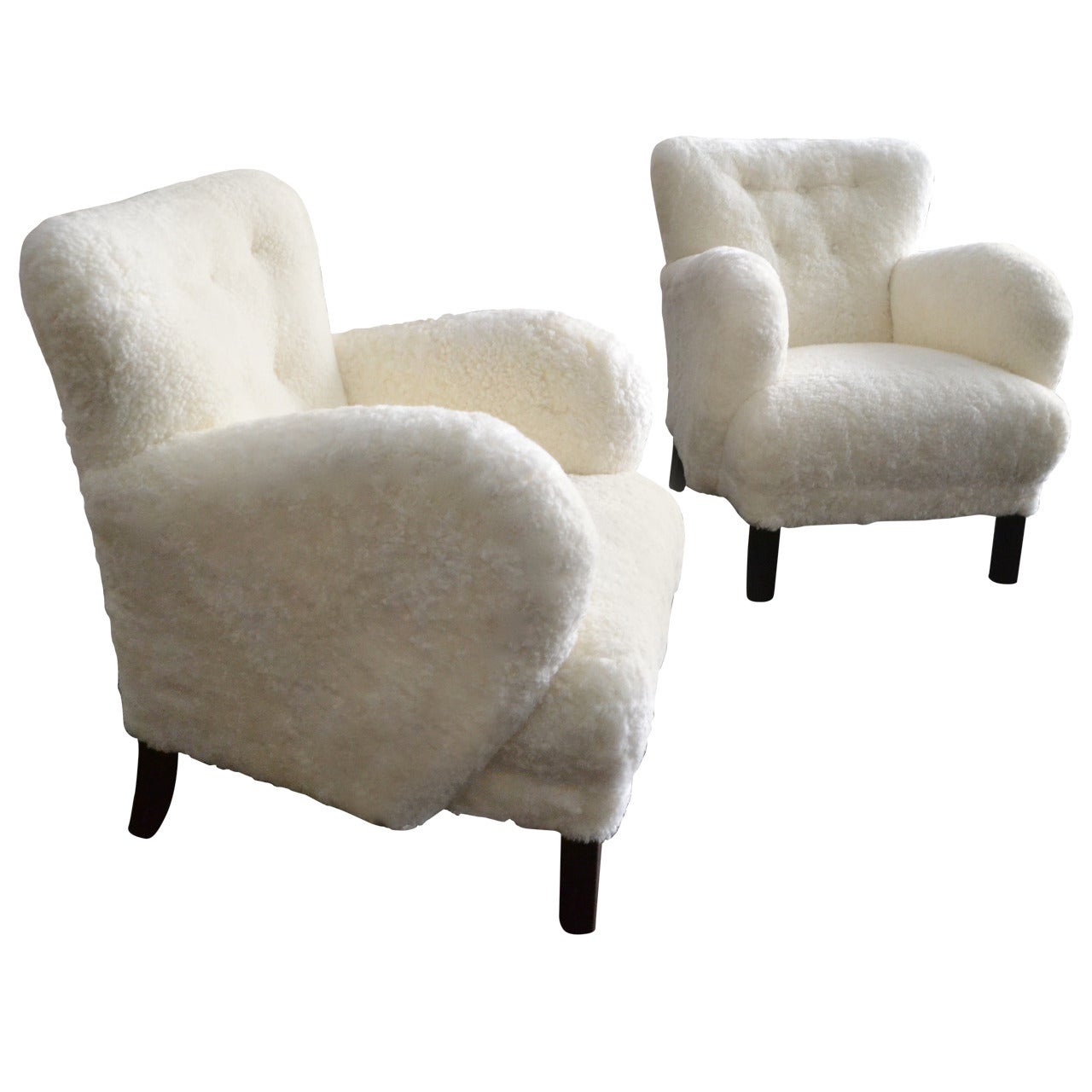 Pair of Upholstered Lounge Chairs in the Style of Viggo Boesen