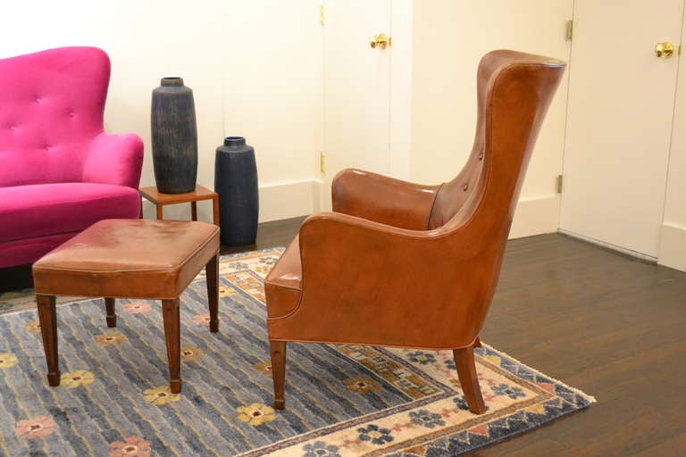 Mid-20th Century Lounge Chair and Ottoman by Frits Henningsen