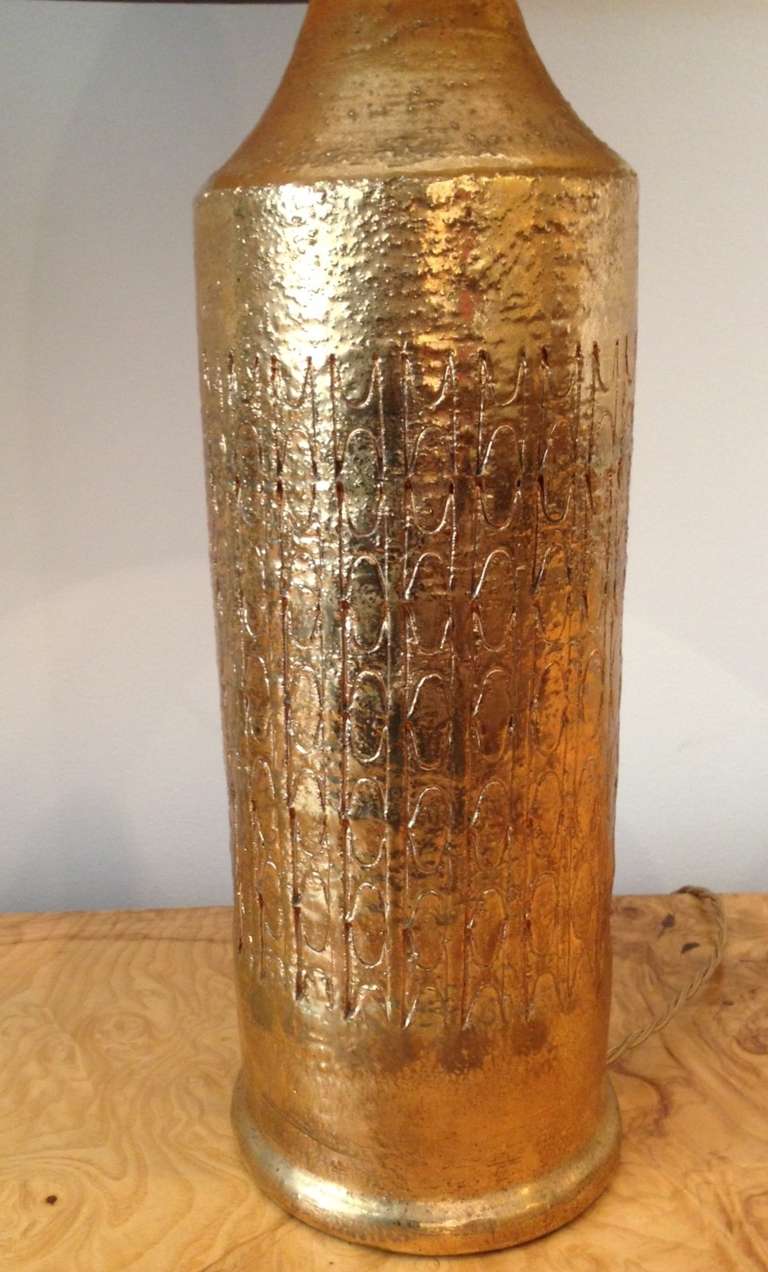 Keramische Lampen aus glasiertem Gold, Schweden, um 1960 (Skandinavische Moderne) im Angebot