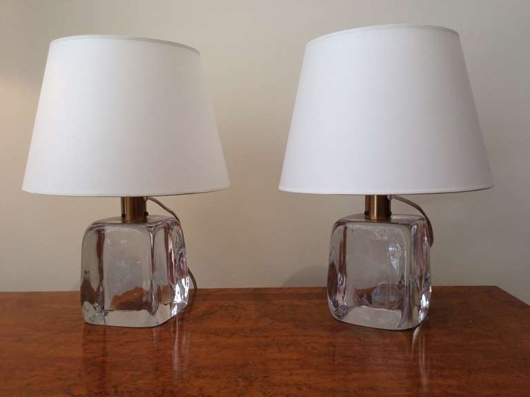 Scandinavian Modern Pair of Glass lamps by Josef Frank