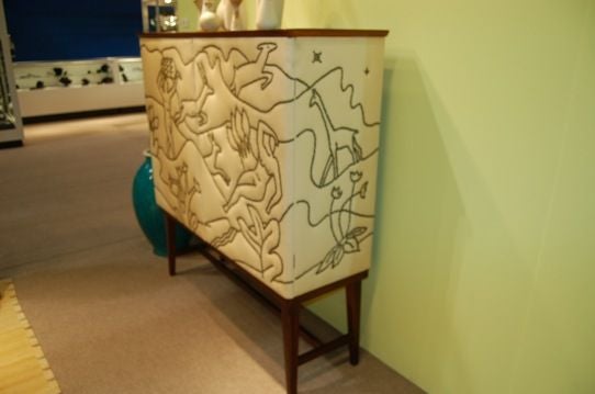 20th Century Swedish Cabinet on Stand with Paradise Motif by Otto Schulz