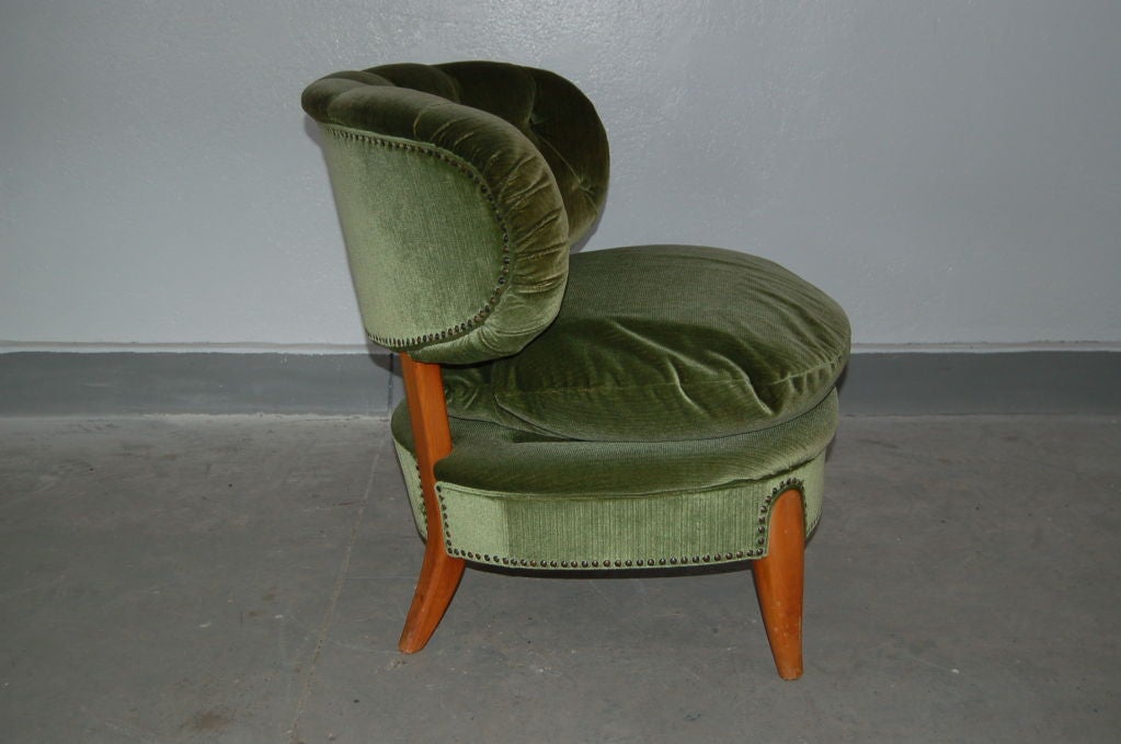 Slipper chair with cushion by Otto Schulz, Sweden, ca. 1950's.