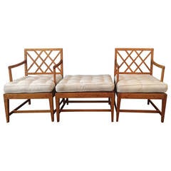 Pair of Armchairs and Ottoman by Carl Malmsten, Sweden circa 1920