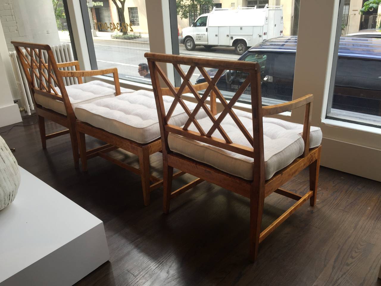 Pair of Armchairs and Ottoman by Carl Malmsten, Sweden circa 1920 In Excellent Condition In New York, NY