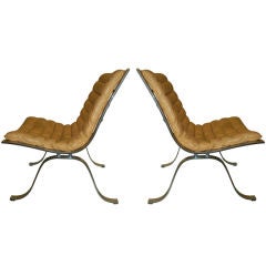 Pair of lounge chairs by Arne Norrell, 1966 original leather