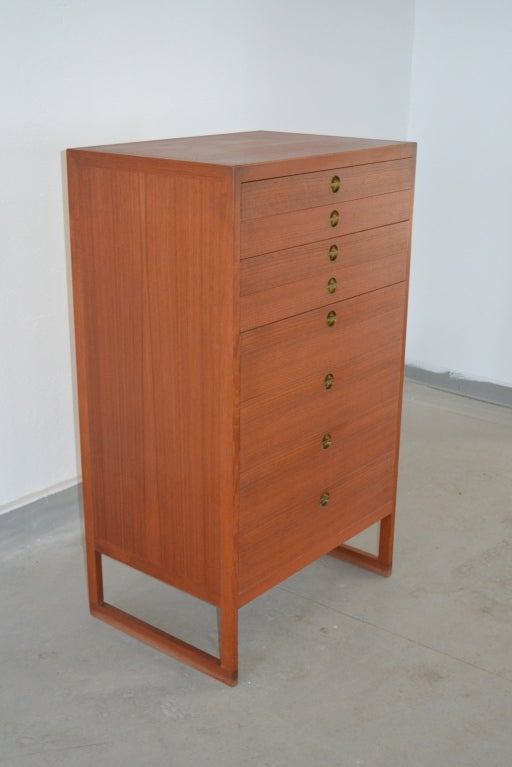 Tall Chest with Drawers in Teak by Børge Mogensen, P. Lauritsen, Denmark In Excellent Condition For Sale In New York, NY