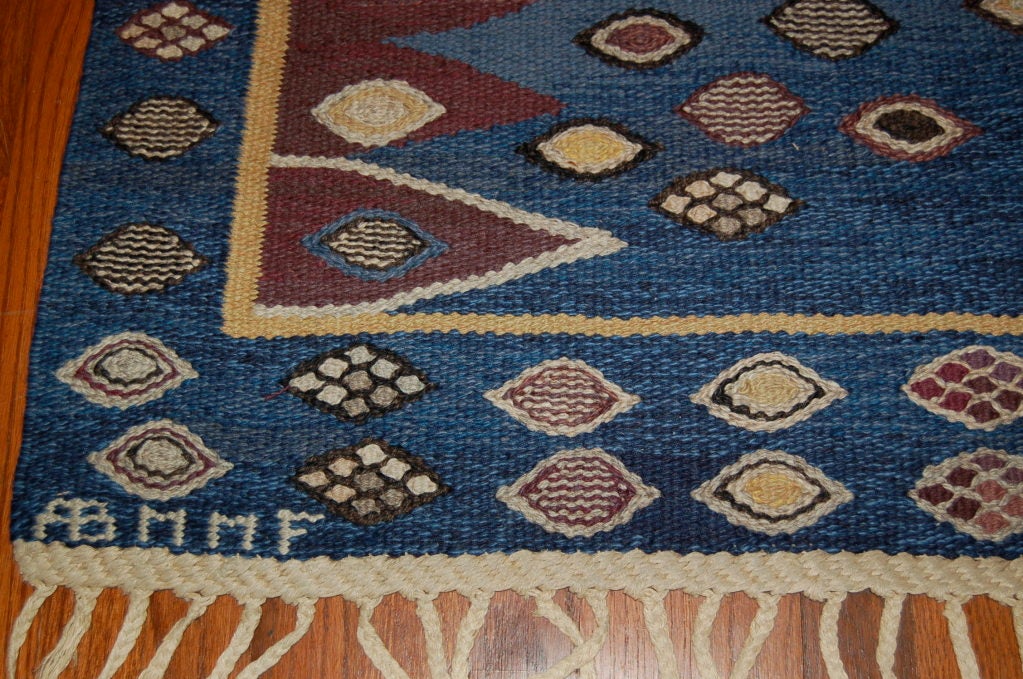 Beautiful tapestry weave carpet by Barbro Nielsen for MMF, Sweden ca 1953.
Excellent condition .
7'L x 5'W