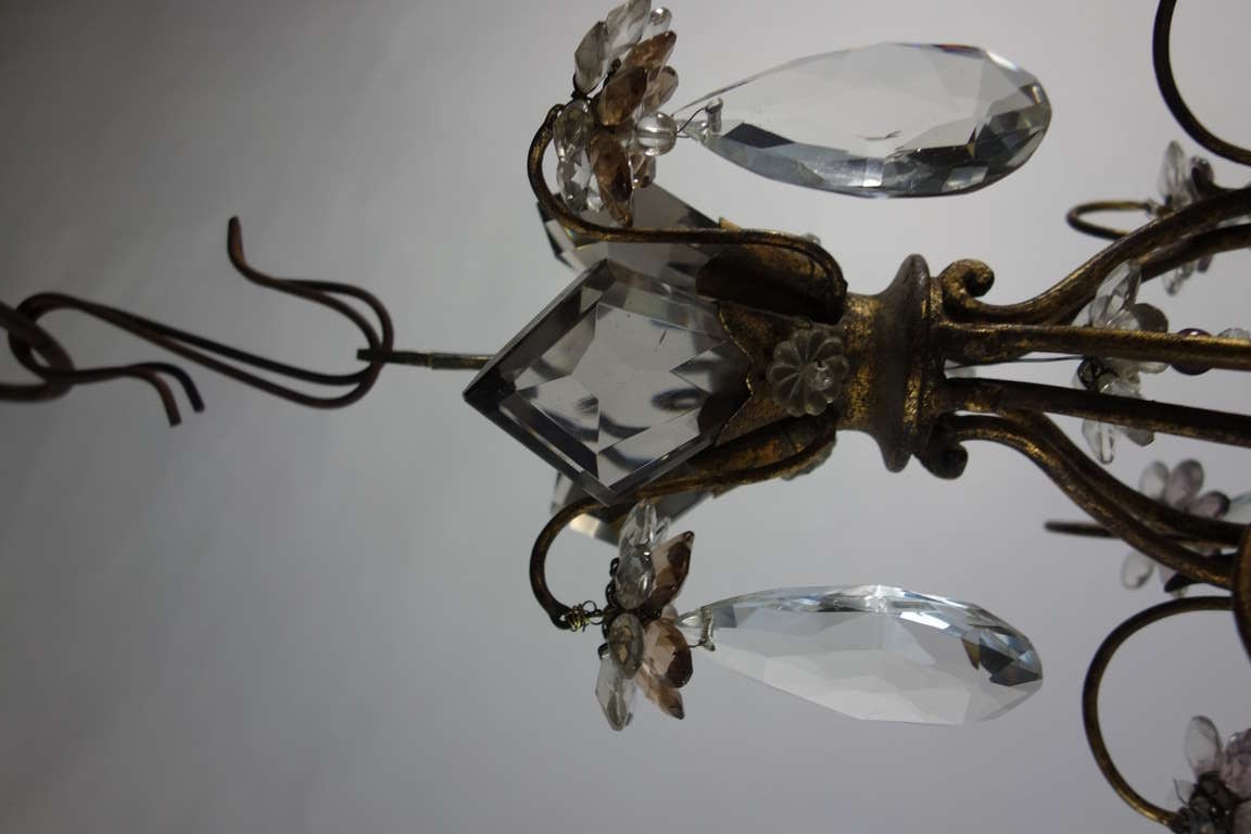 Metal Romantic French Gilded Chandelier for Candles For Sale