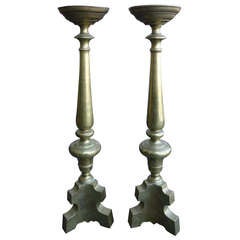 Giant Solid Brass Candlesticks, Late 19th C.