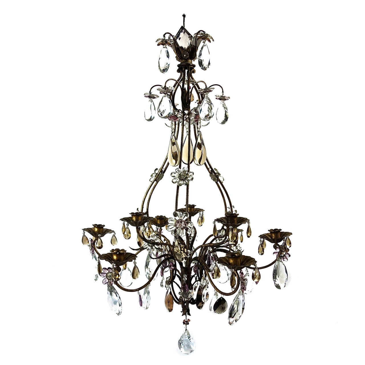 Romantic French Gilded Chandelier for Candles For Sale