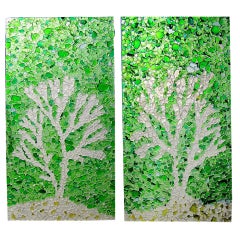 Pair of Sea Glass Tree of Life Wall Hangings
