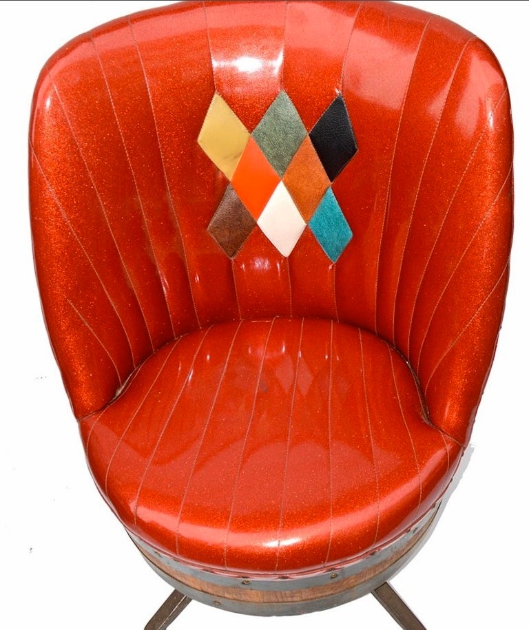 Super Fun Pair of Harlequin Barrel Swivel Chairs In Good Condition In San Francisco, CA