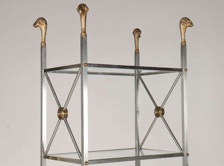 Pair of Iron Bronze Regency Ram Head Manner of Jansen In Good Condition In San Francisco, CA