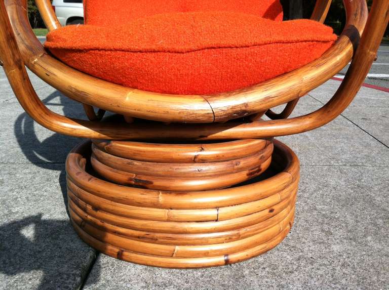 Pair of Bamboo Swivel Rockers and Table 2
