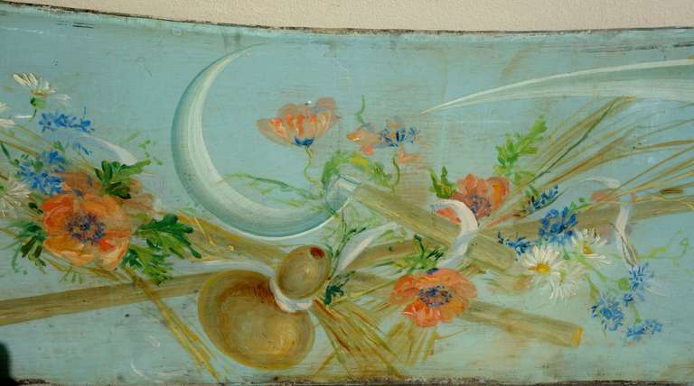 Art Nouveau French Patisserie Reverse Painted Glass Panel For Sale