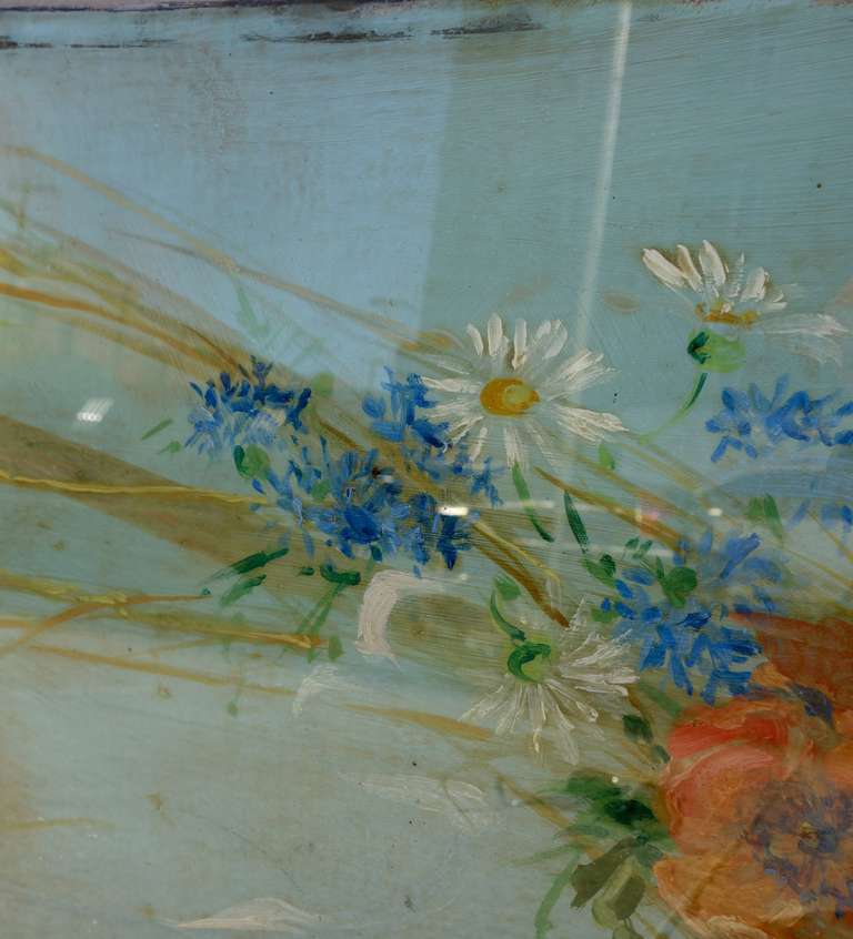 French Patisserie Reverse Painted Glass Panel In Good Condition For Sale In San Francisco, CA