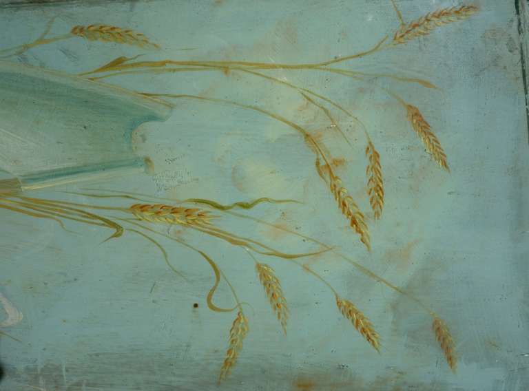 20th Century French Patisserie Reverse Painted Glass Panel For Sale