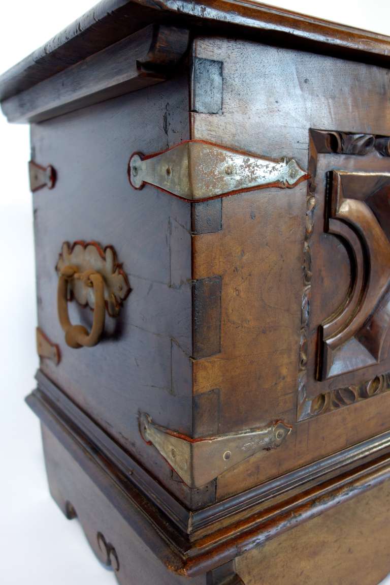 19th C. Spanish Walnut Lidded Trunk 2