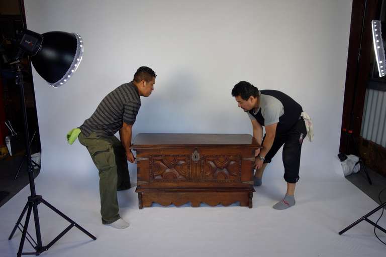 19th C. Spanish Walnut Lidded Trunk 5