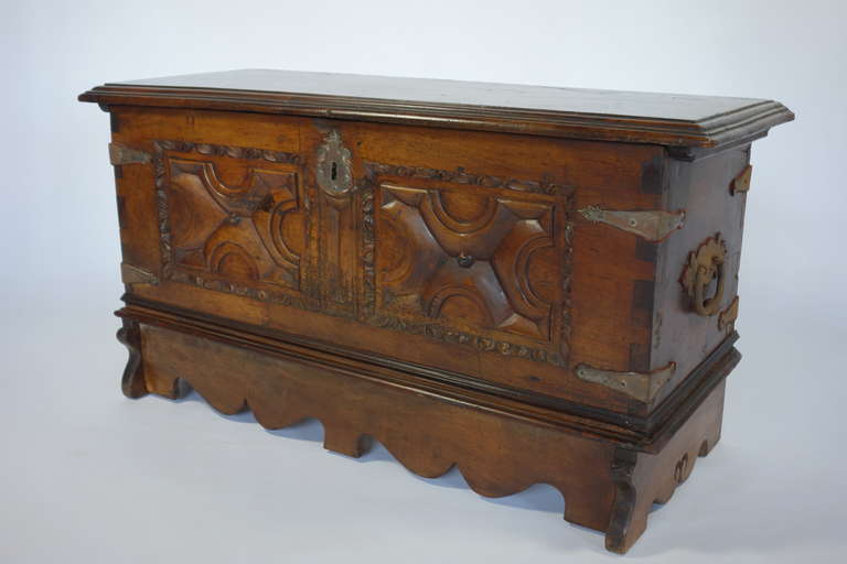 19th C. Spanish Walnut Lidded Trunk 6