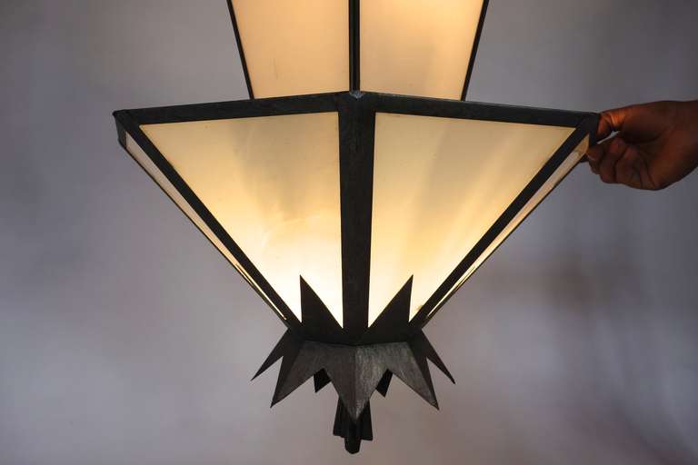 A terrific double tiered Art Deco-style chandelier.