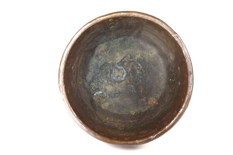 Brass Hand Hammered Copper Fire Bucket For Sale