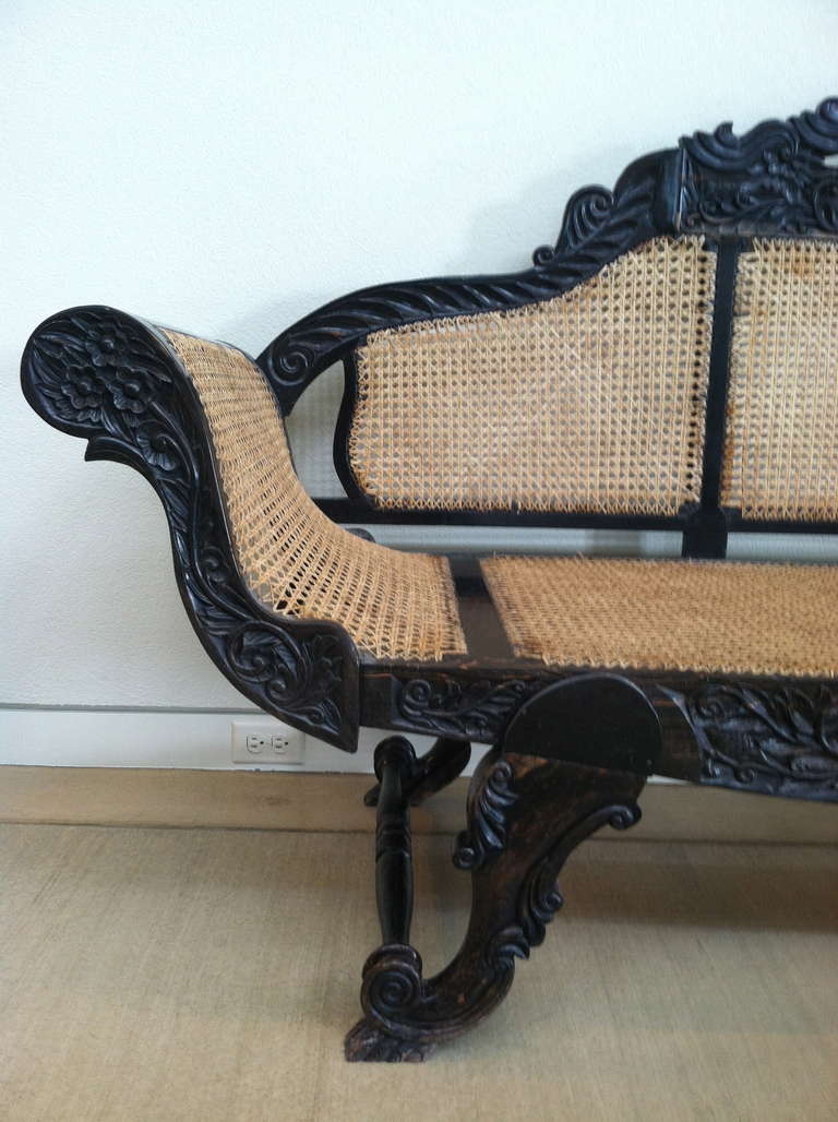 19th Century Anglo Indian Ebony Bench For Sale 2