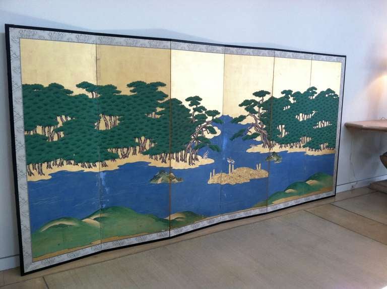 19th Century Exceptional Pair of Japanese Kano School Screens