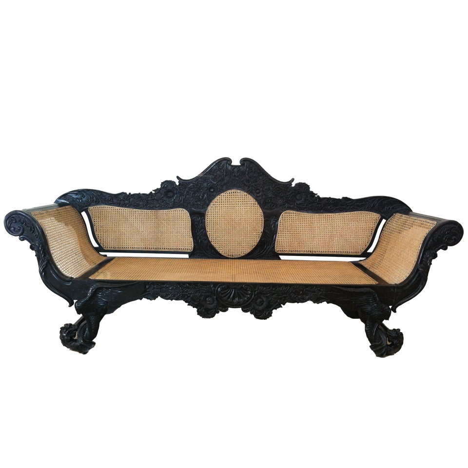 19th Century Anglo Indian Ebony Bench #2 For Sale