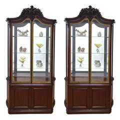 Rare Pair of Mirrored, Back Bordelais Jewelry Vitrines