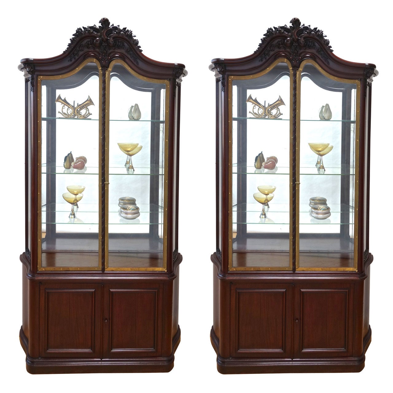 Rare Pair of Mirrored, Back Bordelais Jewelry Vitrines For Sale