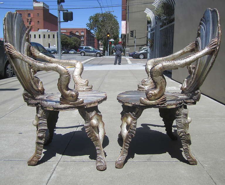 Italian Rare Pair of Pauly et Cie. Grotto Chairs from Aileen Getty Collection