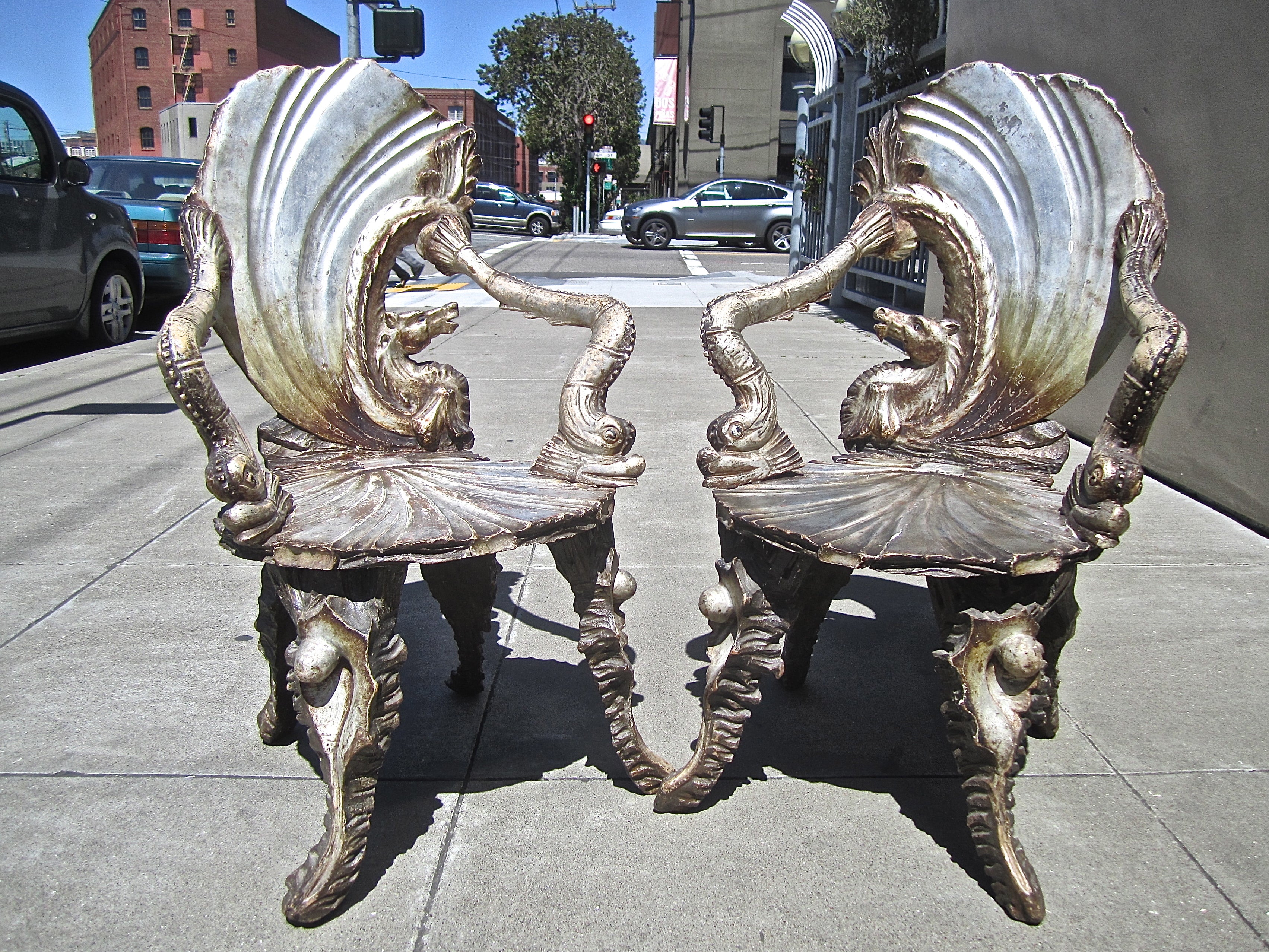 Rare Pair of Pauly et Cie. Grotto Chairs from Aileen Getty Collection