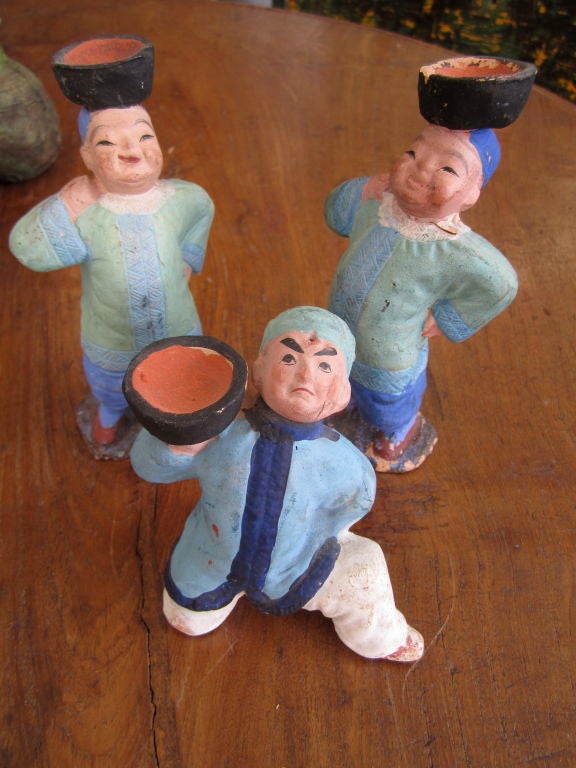 Trio of Post War Japan Clay Figures