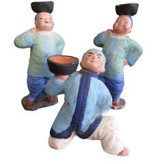 Trio of Post War Japan Clay Figures