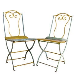 Retro Pair of French Garden Chairs