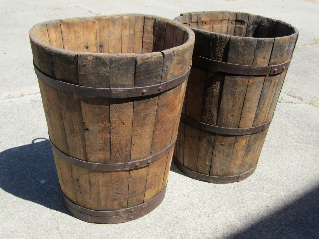 Wood Pair of French Grape Picking Baskets For Sale