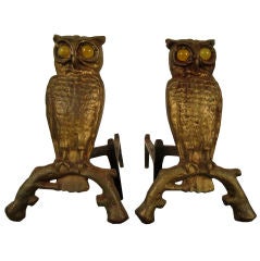 Art Deco Owl Andirons