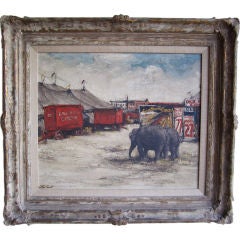 Vintage Cole Bros. Circus Elephants Outdoors