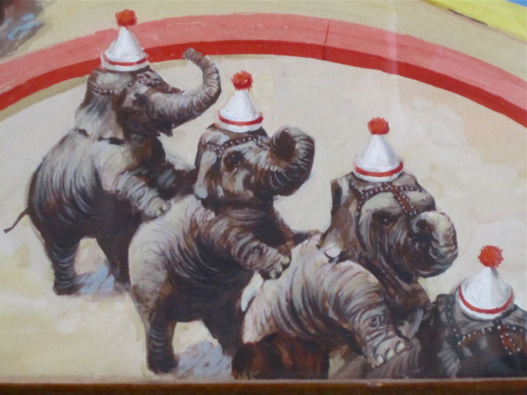 American Three Ring Circus Gouache For Sale